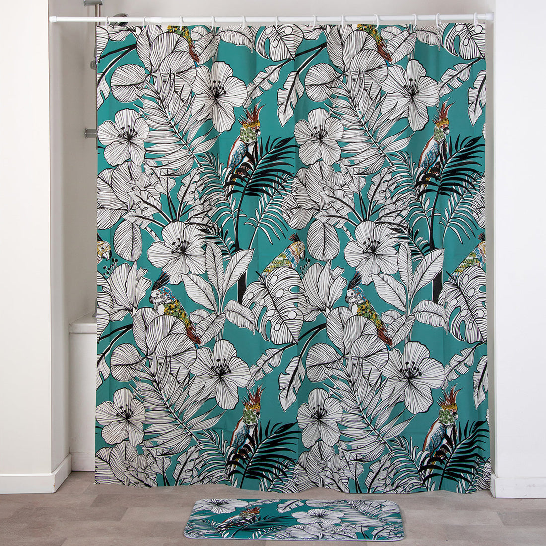 Perdea Duș EVA PE 180X200 CM - Blue Jungle Fever - ramosdecor