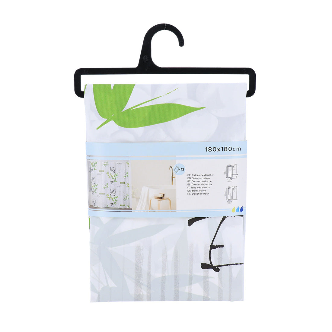 Perdea Duș PEVA 180x180 Cm + 12 Inele Albe Perdea - Intemporelle - ramosdecor