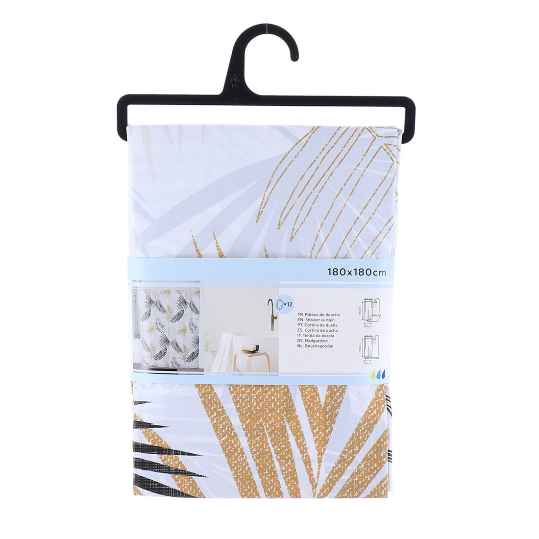 Perdea Duș PEVA 180x180 Cm + 12 Inele Albe Perdea - Exochic - ramosdecor