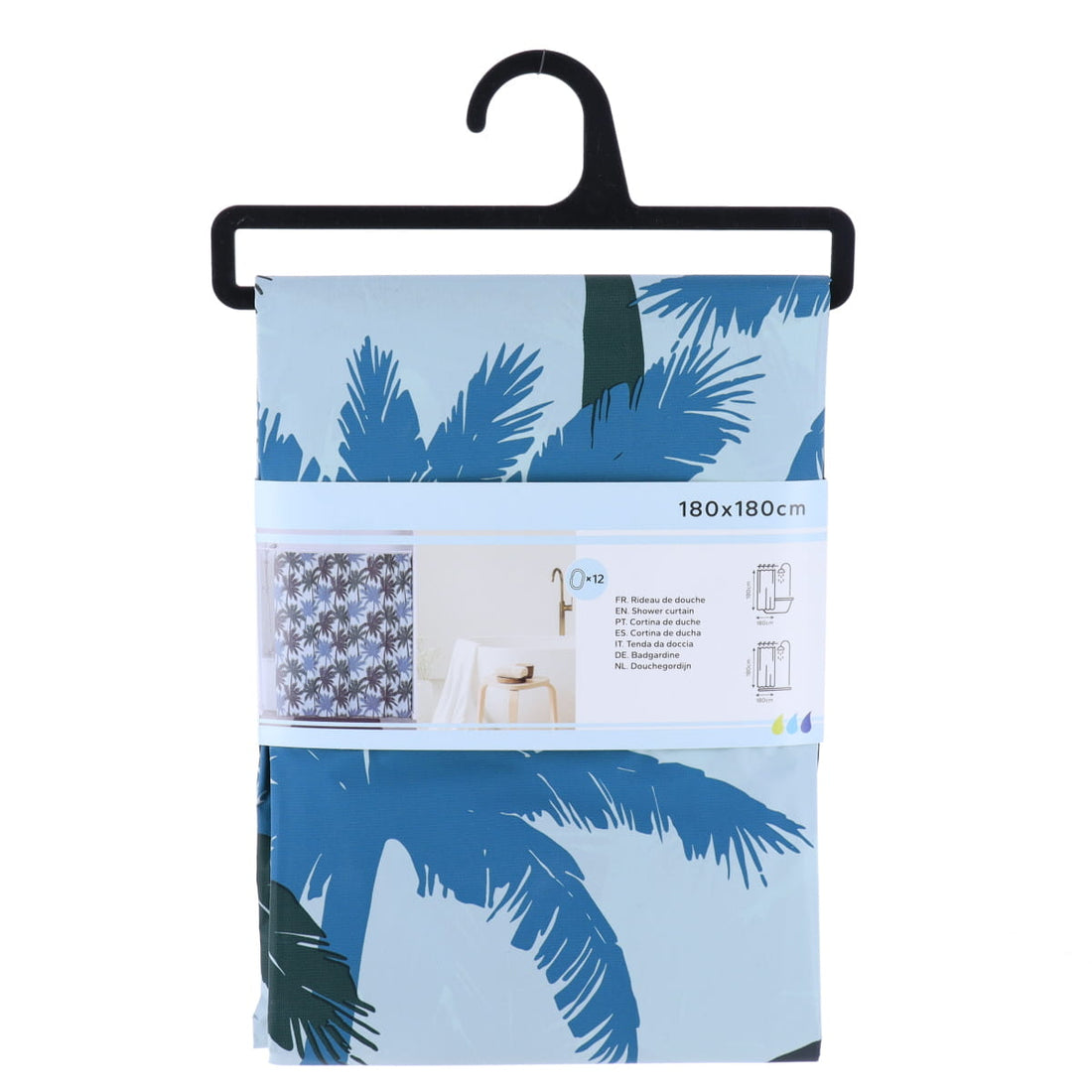 Perdea Duș PEVA 180x180 Cm + 12 Inele Albe Perdea - Moana - ramosdecor