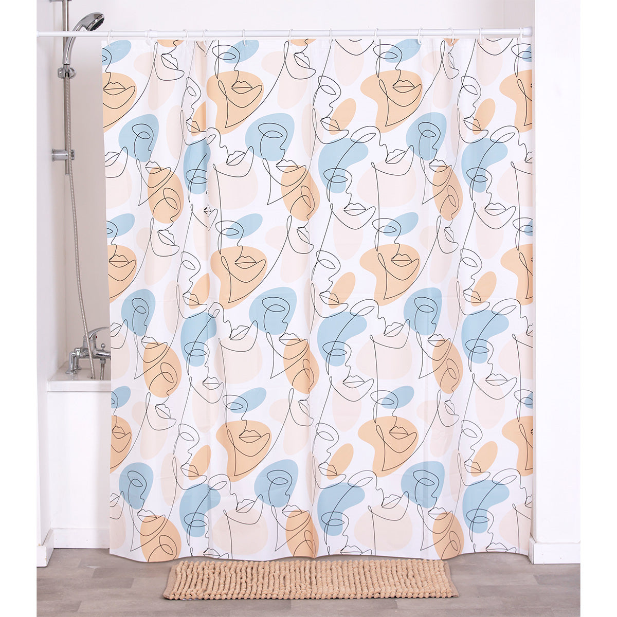 Perdea Duș PEVA 180x180 Cm + 12 Inele Albe Perdea - Mathis - ramosdecor