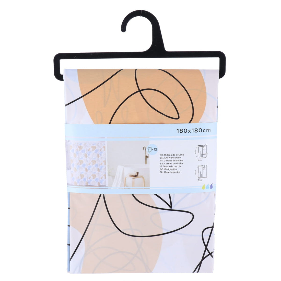 Perdea Duș PEVA 180x180 Cm + 12 Inele Albe Perdea - Mathis - ramosdecor
