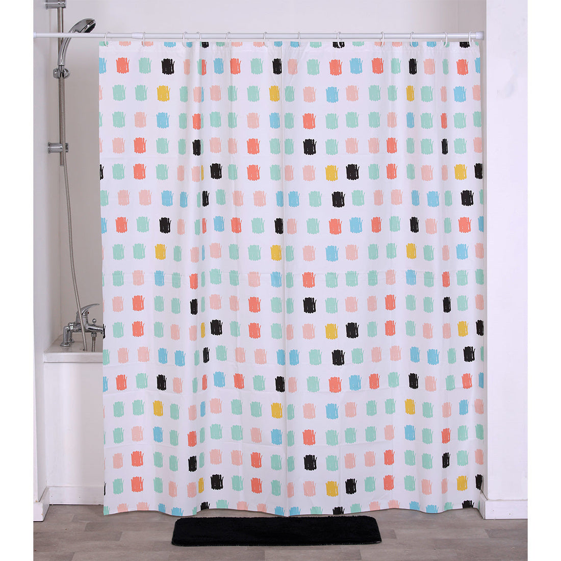 Perdea Duș PEVA 180x180 Cm + 12 Inele Albe Perdea - Leon - ramosdecor