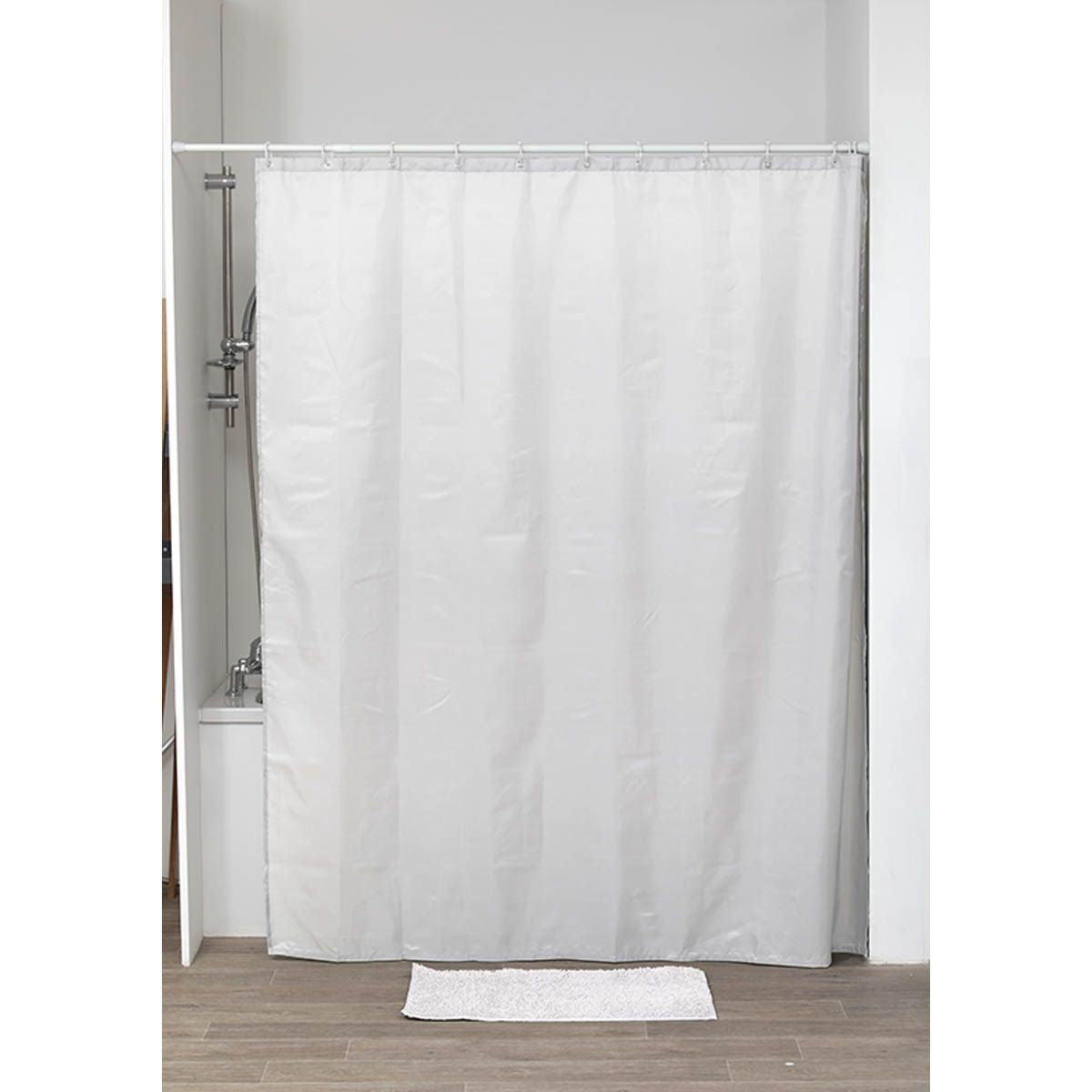 Perdea Duș Poliester 180x200 Cm + 12 Inele PP Perdea - Albă - ramosdecor
