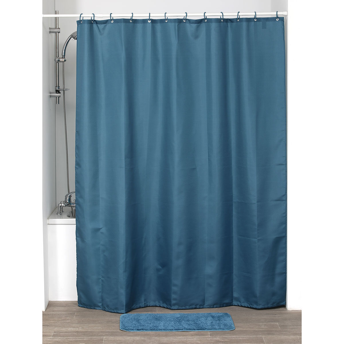 Perdea Duș Poliester 180x200 Cm + 12 Inele PP Perdea - Albastru Tahitian - ramosdecor