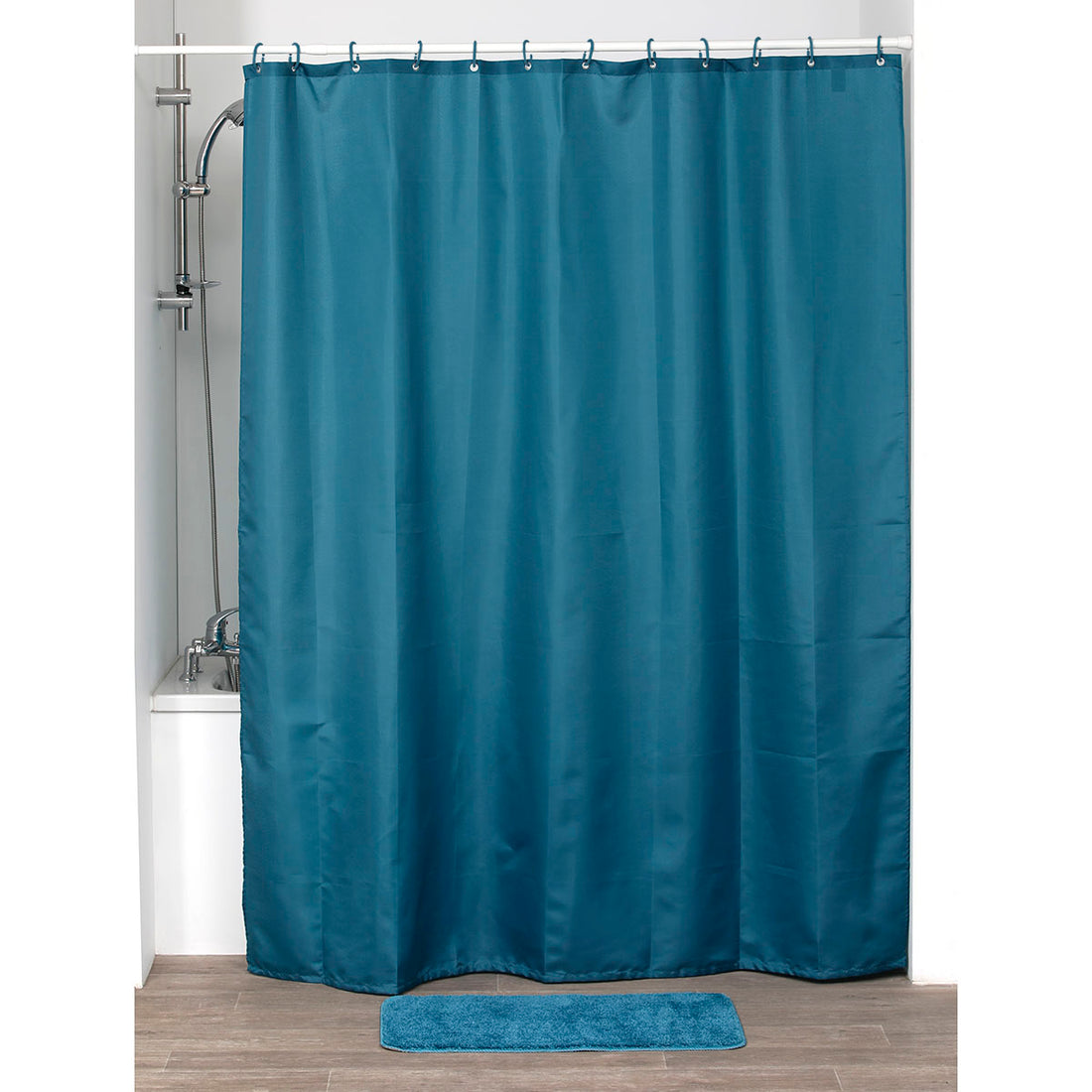 Perdea Duș Poliester 180x200 Cm + 12 Inele PP Perdea - Albastru Tahitian - ramosdecor