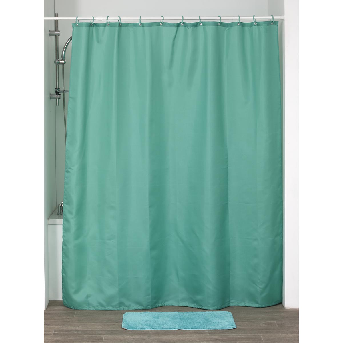 Perdea Duș Poliester 180x200 Cm + 12 Inele PP Perdea - Verde Caraibean - ramosdecor