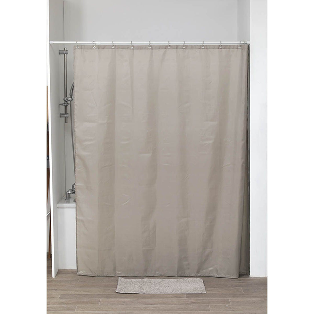 Perdea Duș Poliester 180x200 Cm + 12 Inele PP Perdea - Taupe - ramosdecor