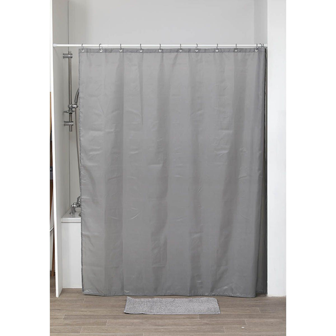 Perdea Duș Poliester 180x200 Cm + 12 Inele PP Perdea - Gri - ramosdecor