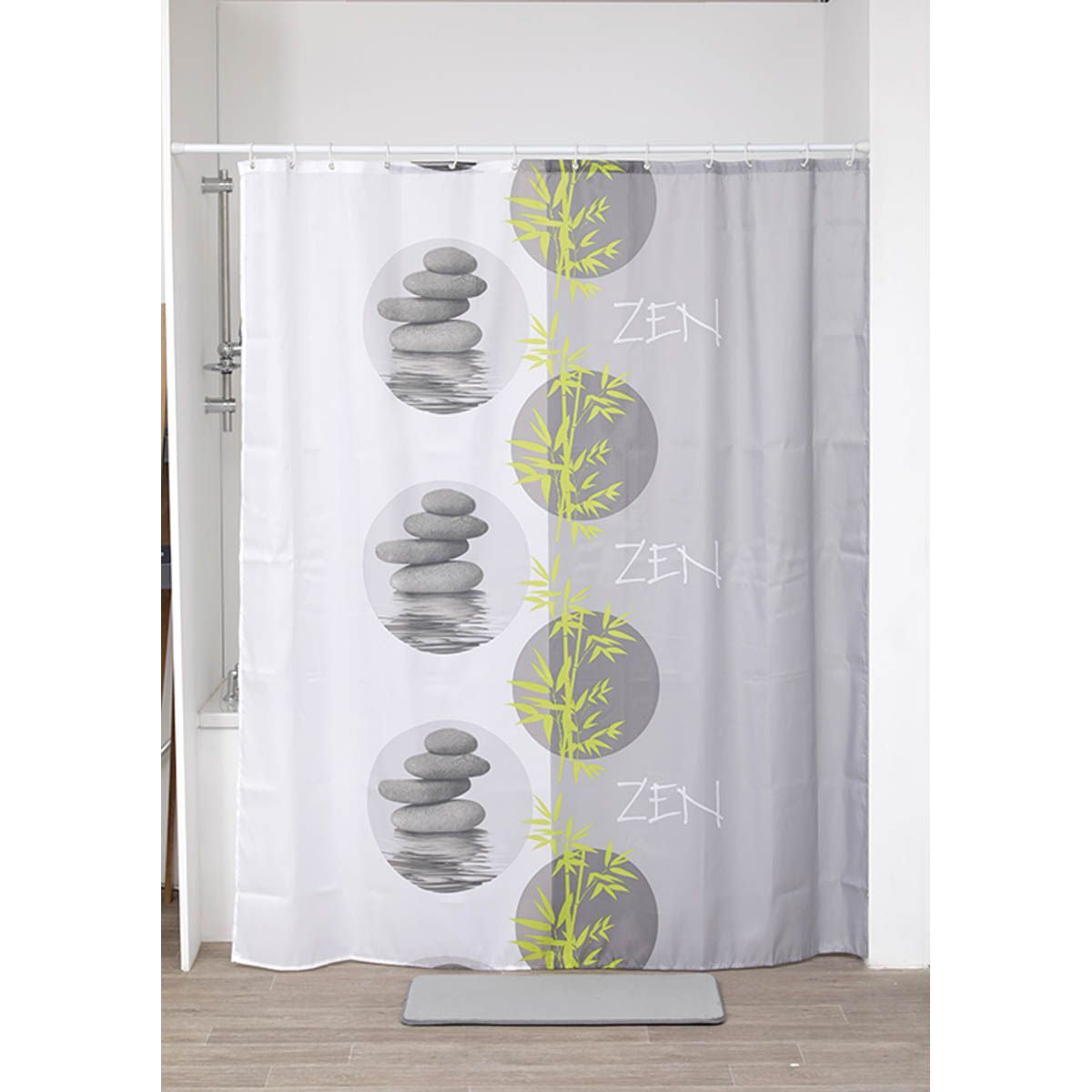 Perdea Duș Poliester 180x200 Cm + 12 Inele PP Albe - Palaos - ramosdecor