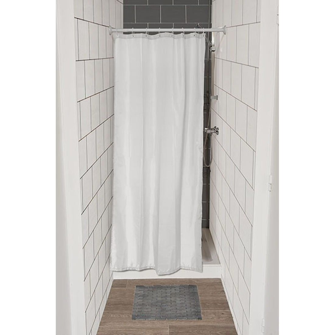 Perdea Duș Poliester 120x180 Cm + 8 Inele PP Perdea - Alb - ramosdecor