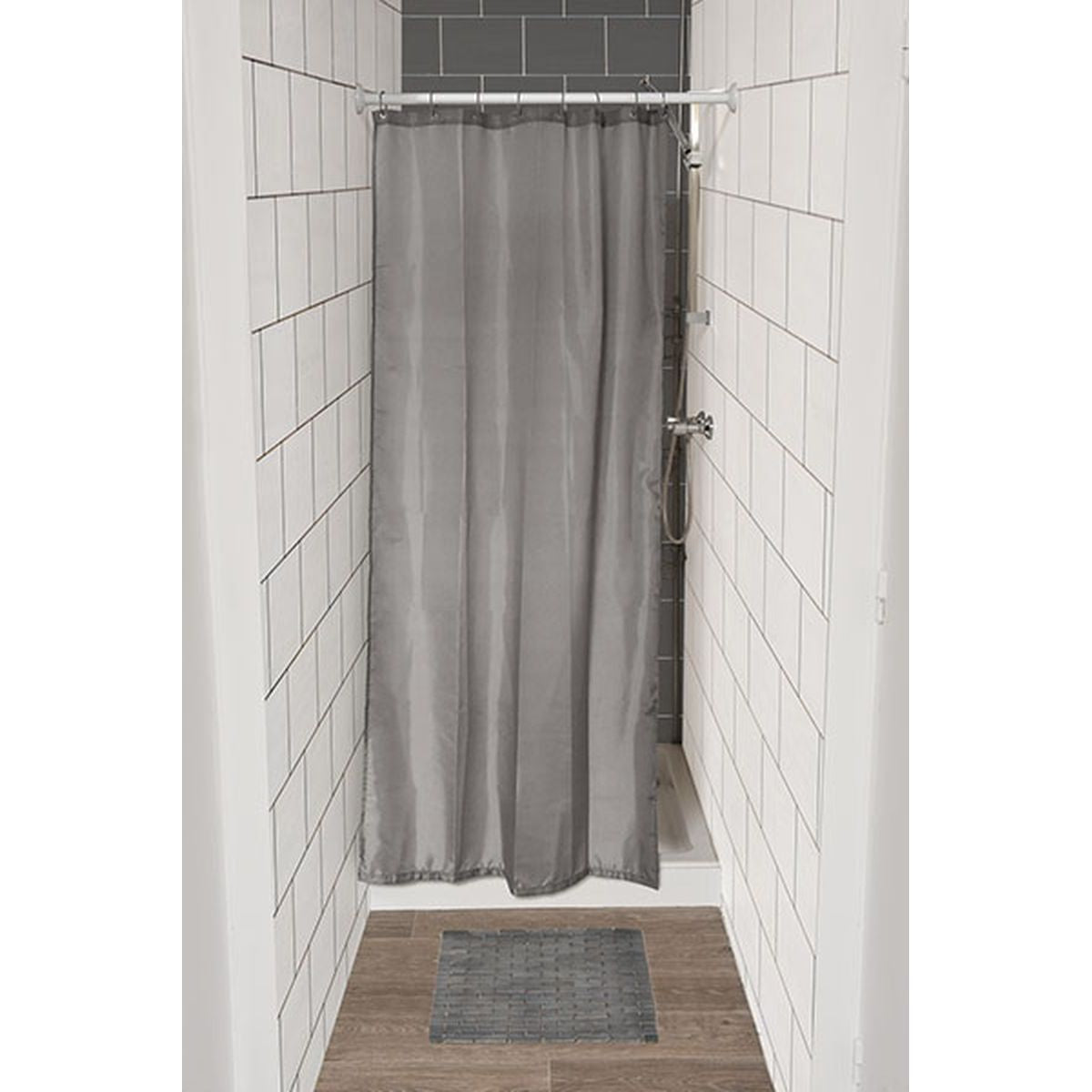 Perdea Duș Poliester 120x180 Cm + 8 Inele PP Perdea - Gri - ramosdecor