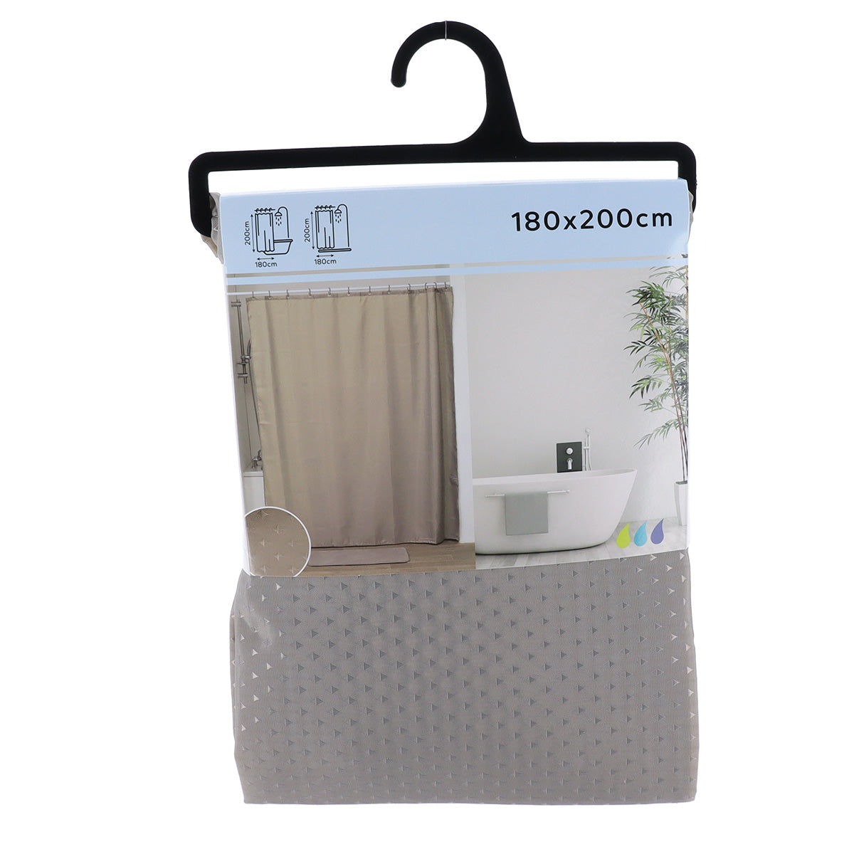 Perdea Duș Poliester Design Diamant 180x200 Cm - Taupe - ramosdecor