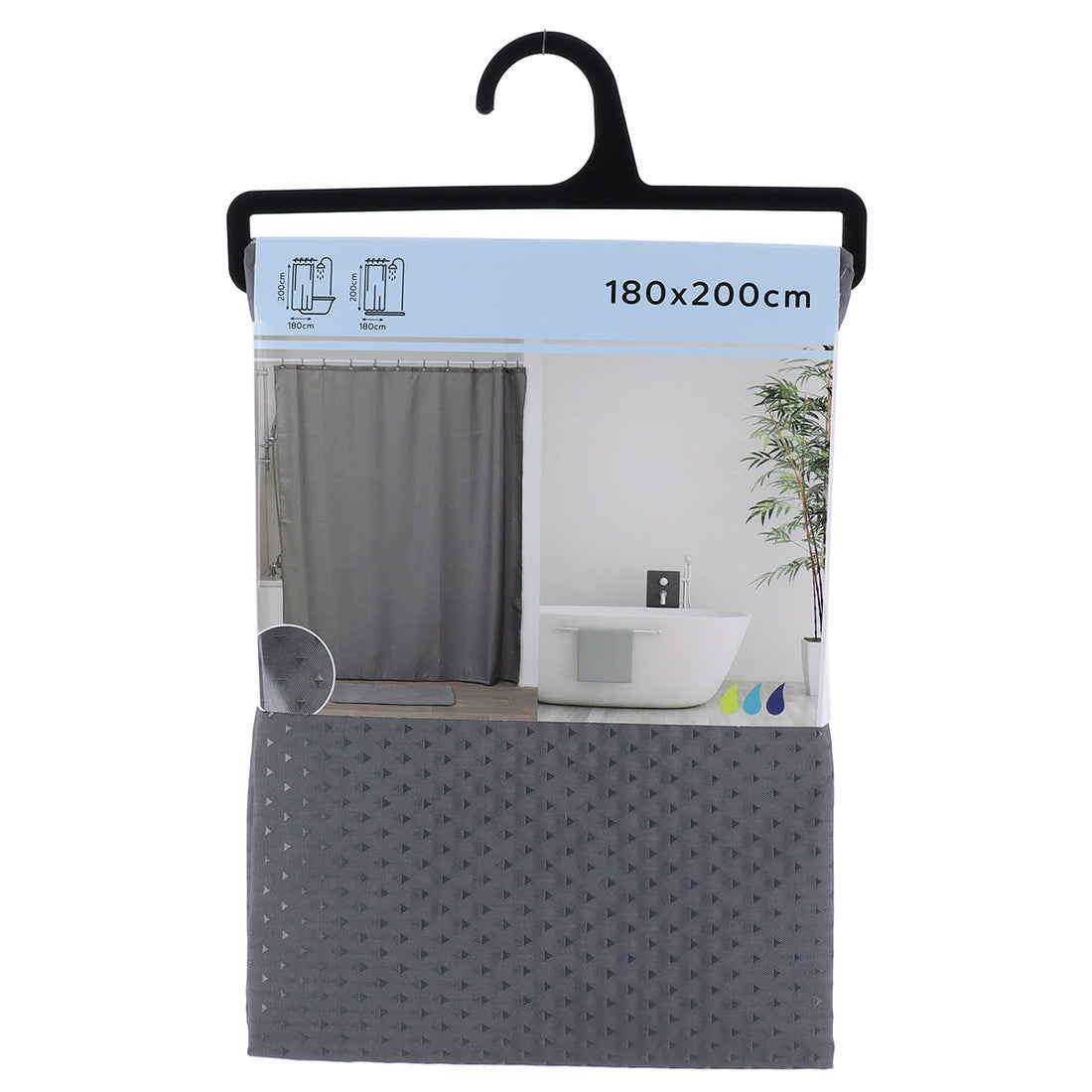 Perdea Duș Poliester Design Diamant 180x200 Cm - Gri - ramosdecor