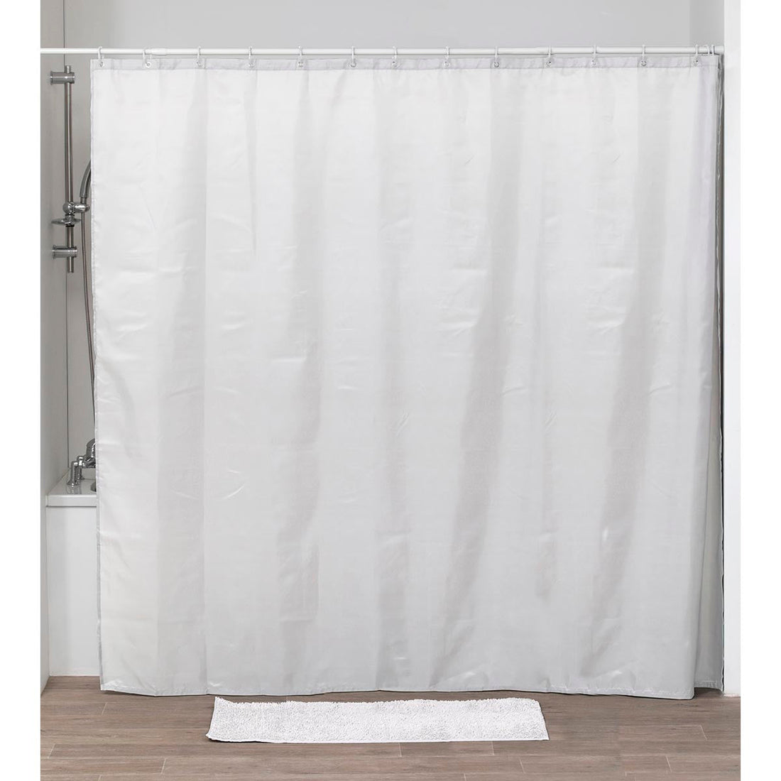 Perdea Duș Poliester 240x200 Cm + 16 Inele PP Perdea - Albă - ramosdecor
