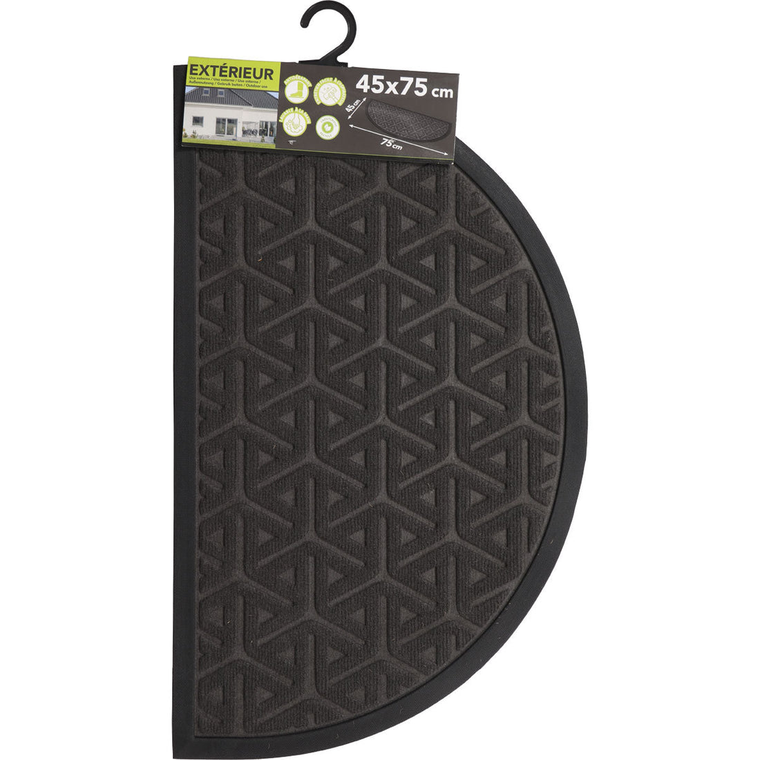 Preș Intrare Wilson Half-Moon 45x75CM Gri Închis - Poliester și Cauciuc - ramosdecor