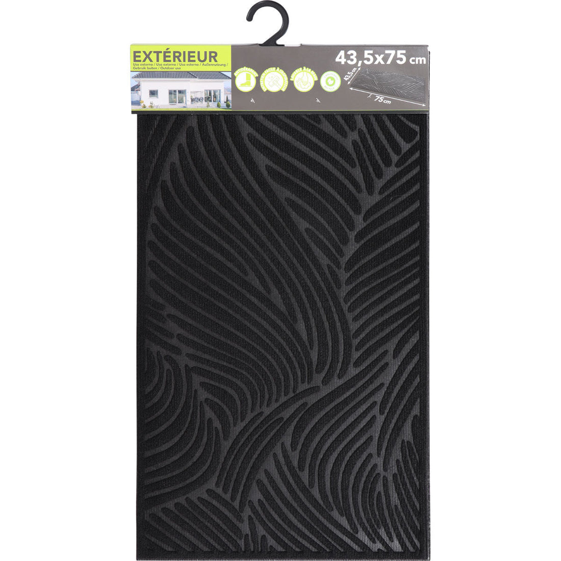 Preș Intrare Vague 43,5X75CM Poliester/Cauciuc - Negru - ramosdecor