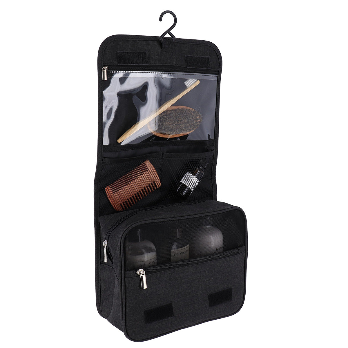 Geantă pentru Agățat cu Clapetă și Închidere cu Velcro Imprimat - Heather Black - ramosdecor