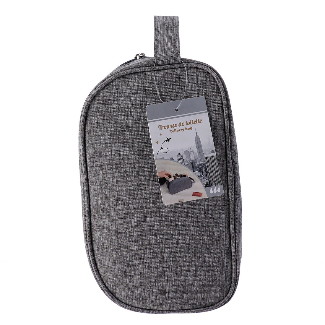 Geantă de Toaletă cu Fermoar din Poliester Imprimat - Heather Grey - ramosdecor
