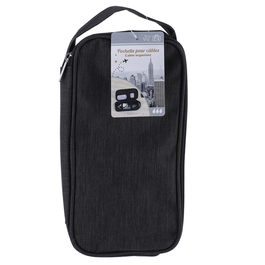Organizator de Cabluri Iimprimat cu Închidere cu Fermoar - Heather Black - ramosdecor