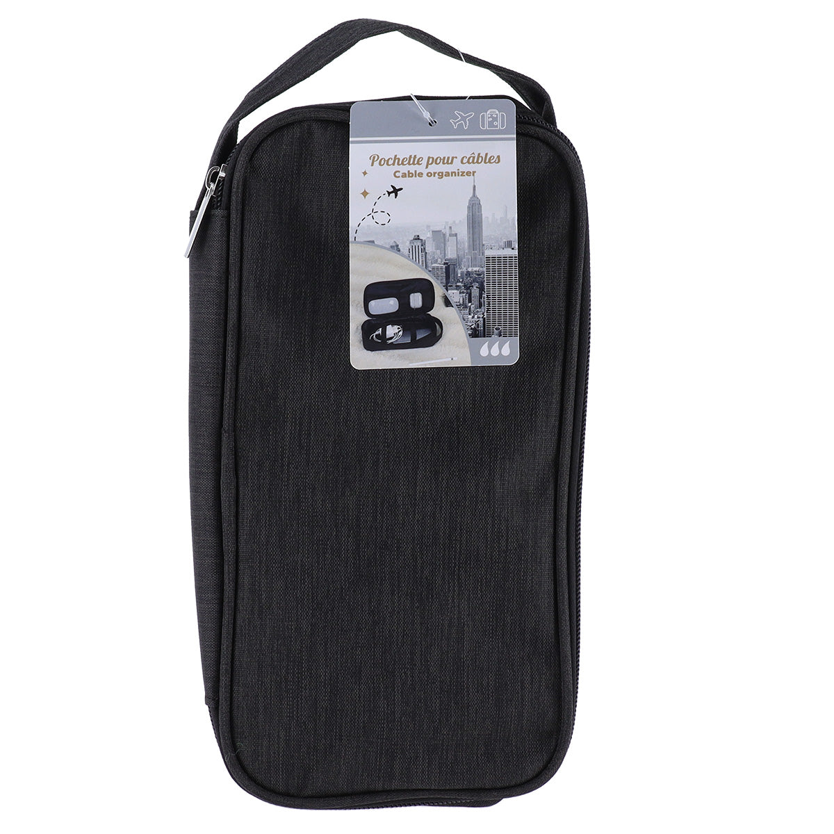 Organizator de Cabluri Iimprimat cu Închidere cu Fermoar - Heather Black - ramosdecor