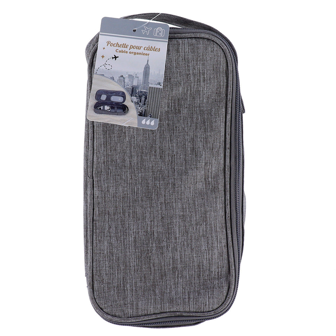 Organizator de Cabluri Iimprimat cu Închidere cu Fermoar - Heather Grey - ramosdecor