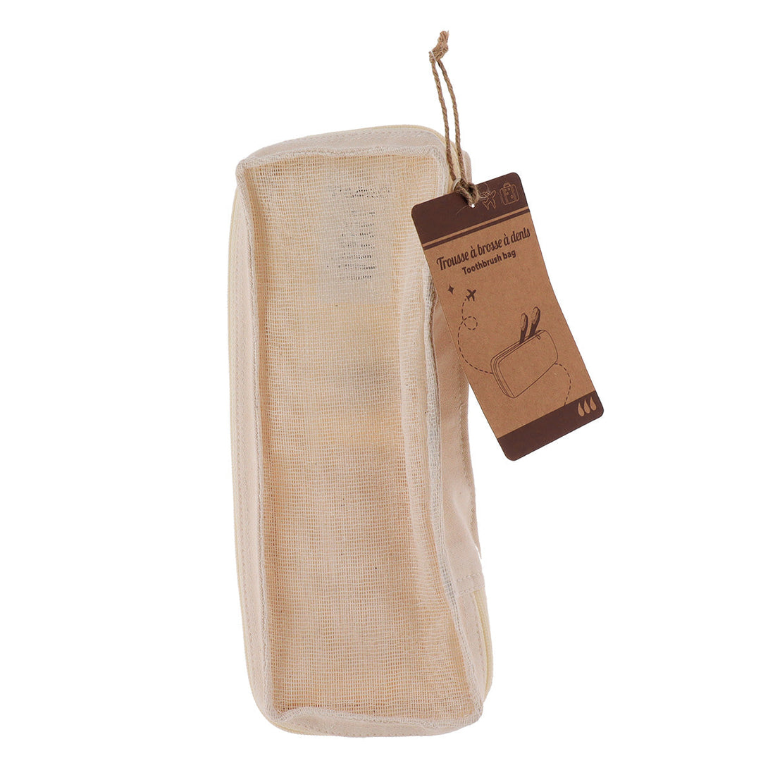 Geantă din Bumbac cu Fermoar pentru Periuță de Dinți - Natural - ramosdecor