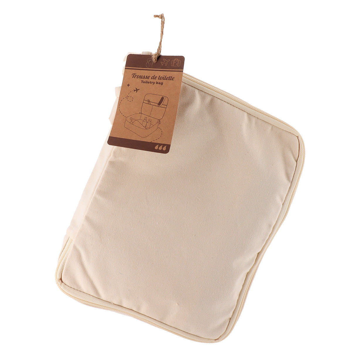 Geantă de Toaletă din Bumbac cu Fermoar și Organizatoare - Natural - ramosdecor
