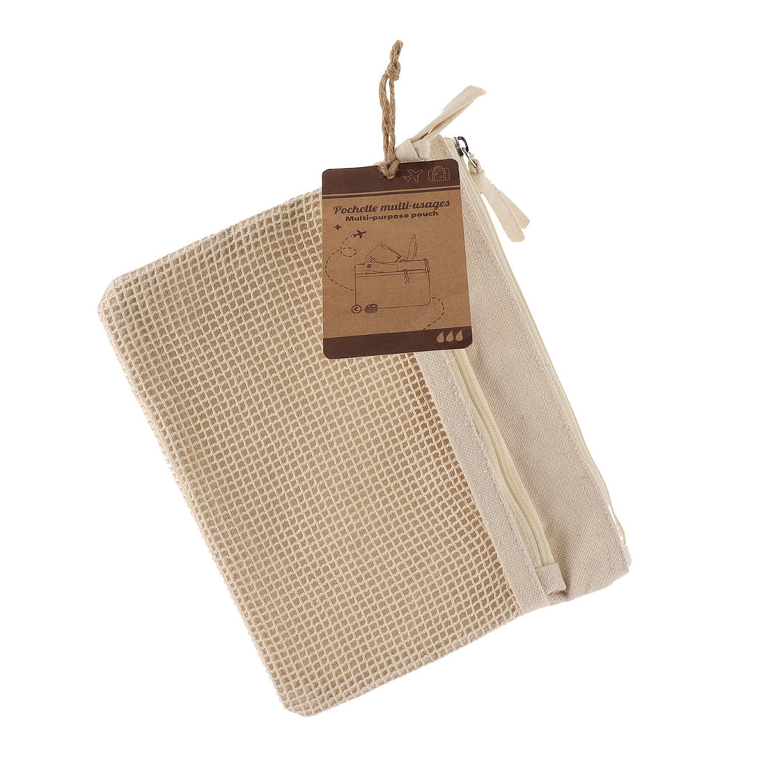 Pungă din Bumbac cu Fermoar Multifuncțională - Natural - ramosdecor