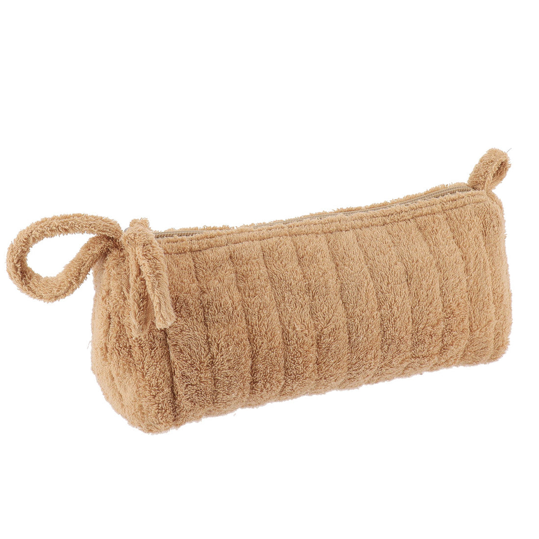 Geantă de Machiaj din Bumbac Efect Catifelat - Caramel - ramosdecor