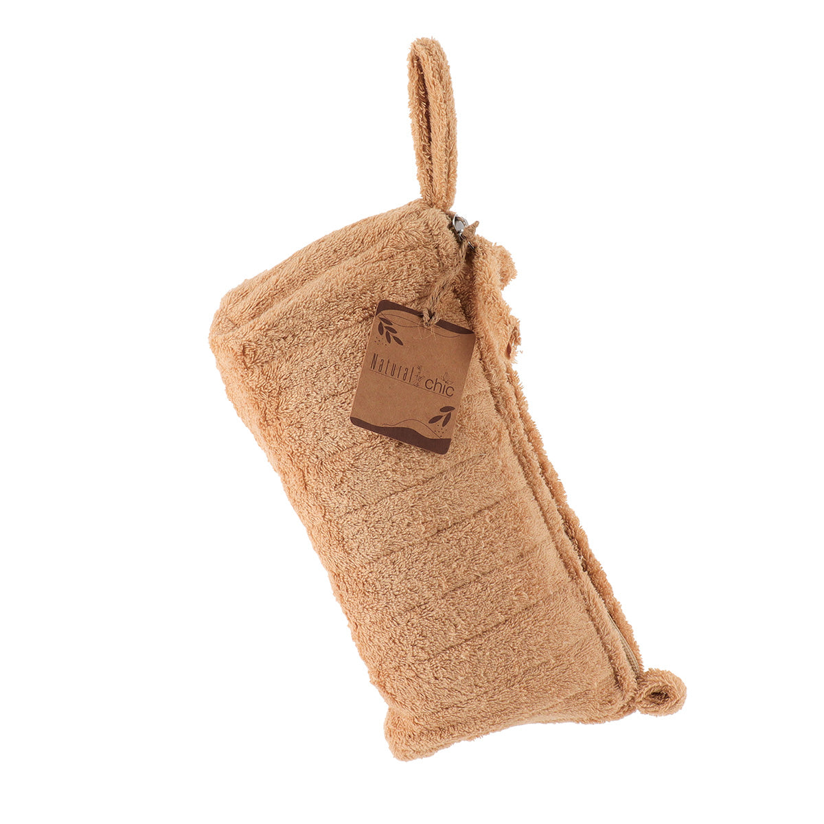 Geantă de Machiaj din Bumbac Efect Catifelat - Caramel - ramosdecor
