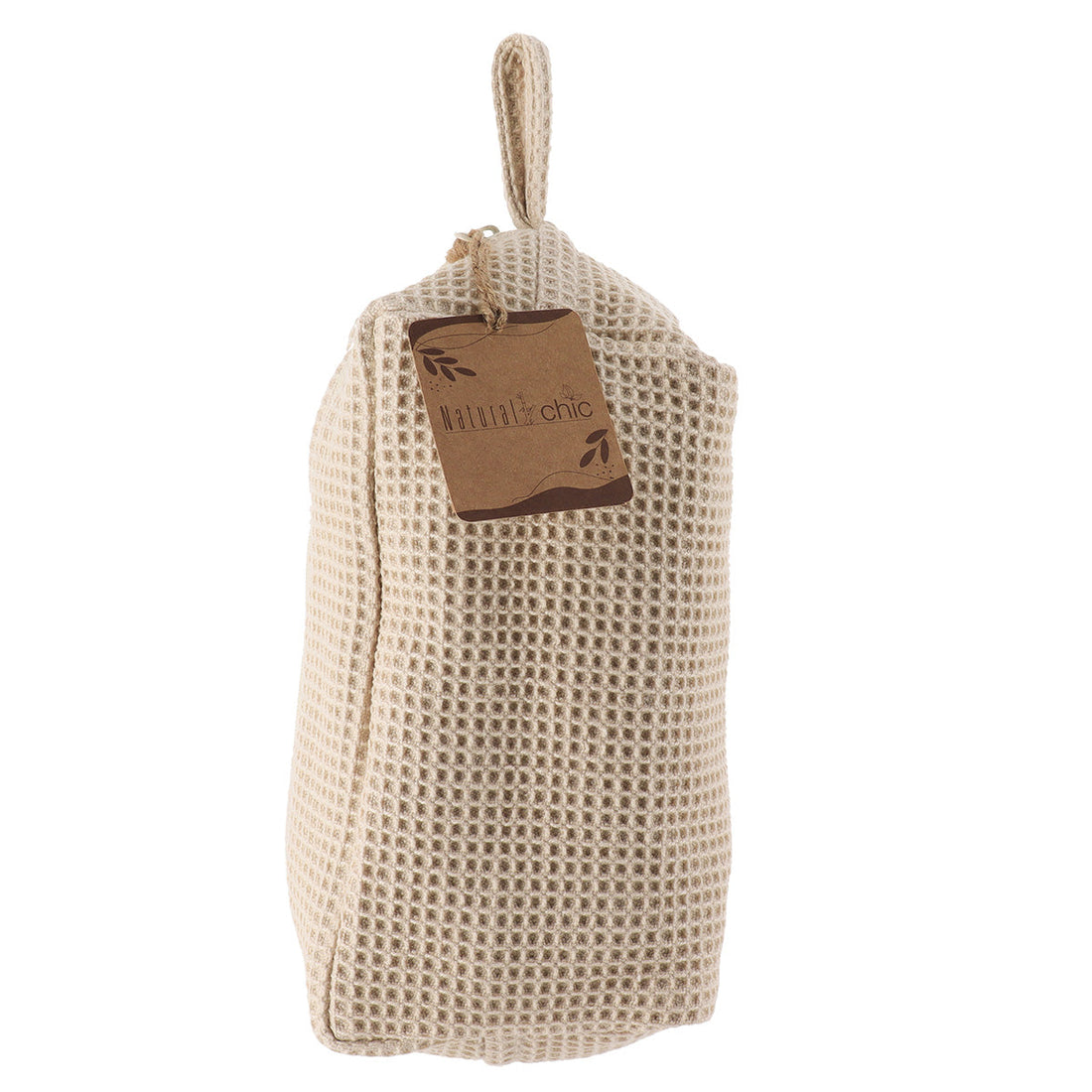 Geantă de Machiaj din Bumbac Efect Waffle - Natural - ramosdecor