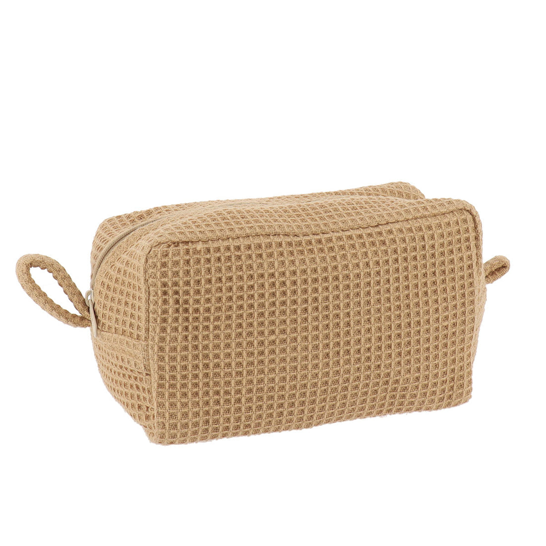 Geantă de Machiaj din Bumbac Efect Waffle - Caramel - ramosdecor
