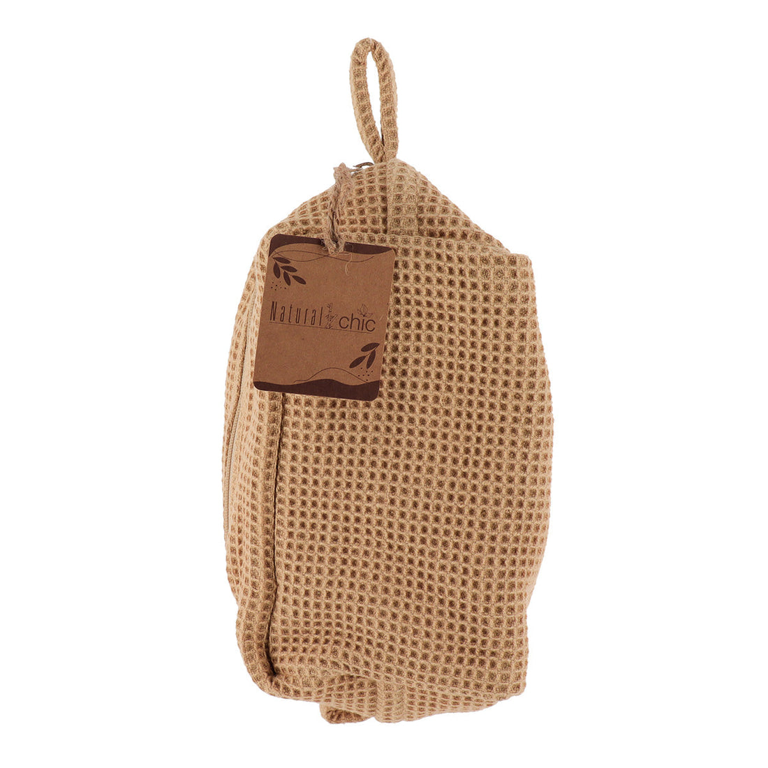 Geantă de Machiaj din Bumbac Efect Waffle - Caramel - ramosdecor