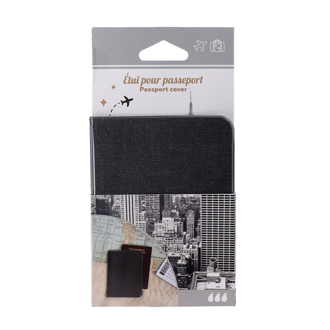Husă de Pașaport Imprimată din PVC - Heather Black - ramosdecor