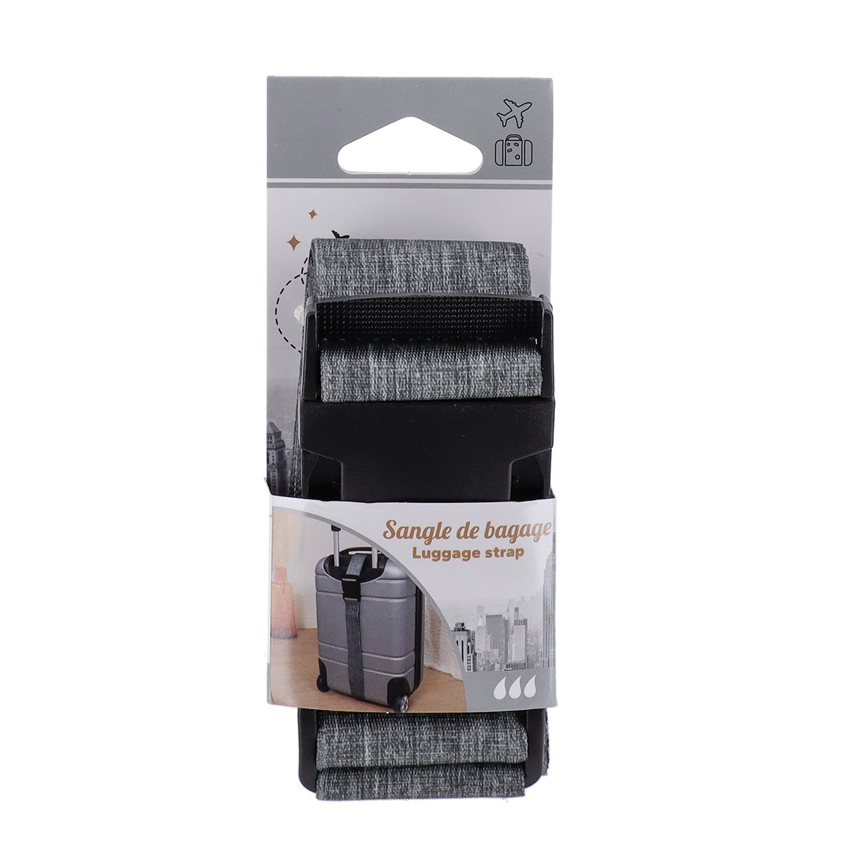 Bretea Reglabilă de Bagaj din Poliester Imprimat - Heather Grey - ramosdecor