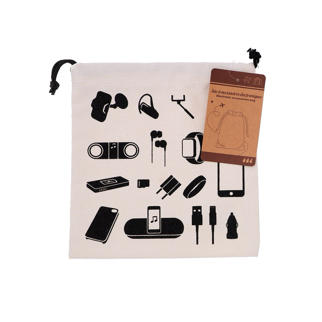 Geantă de Călătorie pentru Accesorii Electronice Imprimat - Natural - ramosdecor