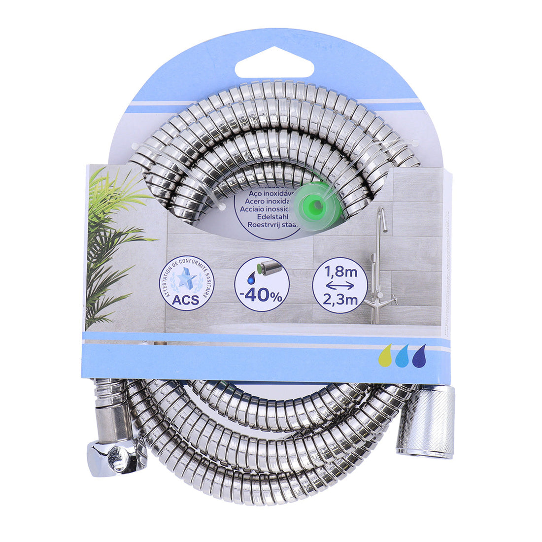 Furtun extensibil flexibil oțel inoxidabil 180-230 cm - Cromat - ramosdecor