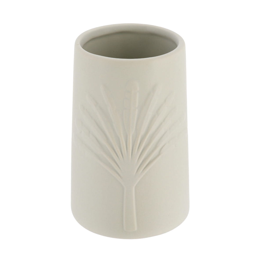 Pahar Rotund din Ceramică Decorat cu Motiv Palmier - Gri prezentat într-un decor modern marca Ramos