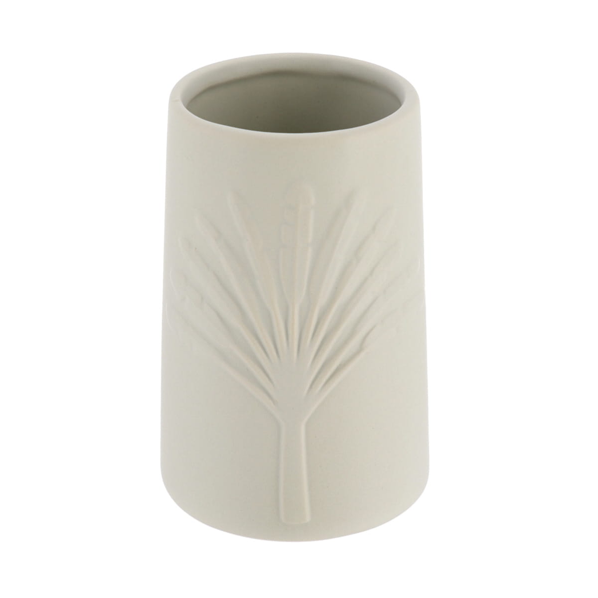 Pahar Rotund din Ceramică Decorat cu Motiv Palmier - Gri prezentat într-un decor modern marca Ramos
