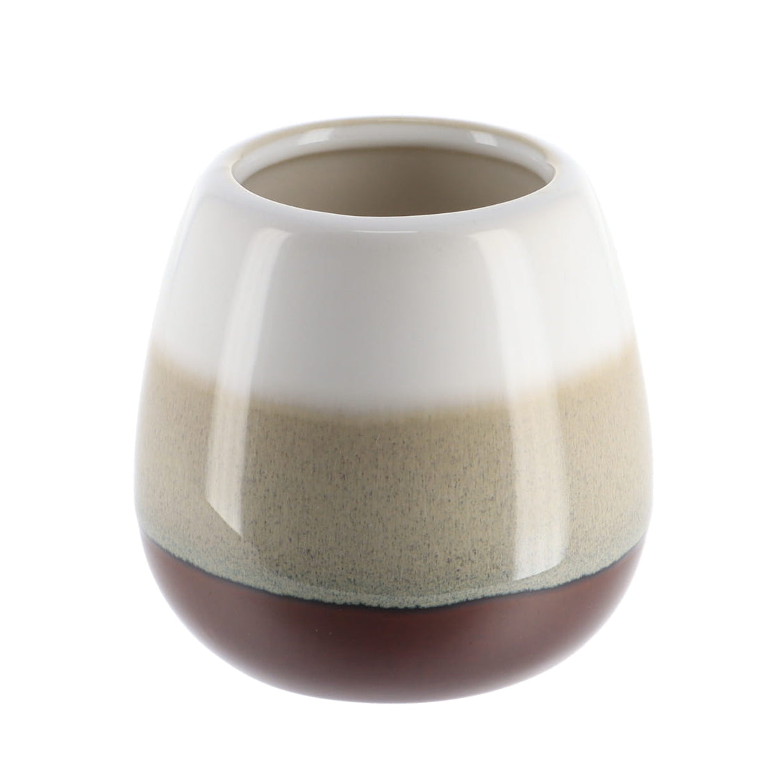 Pahar Rotund Ceramică Tricolor - Maro/Bej - ramosdecor