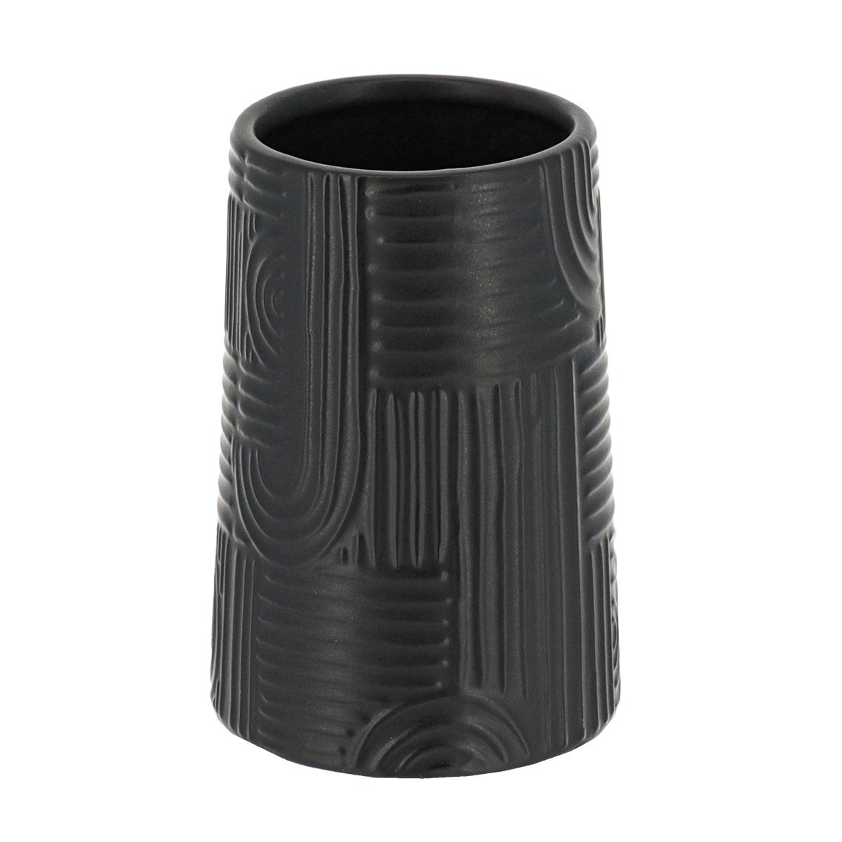 Pahar Rotund din Ceramică Decor cu Motive Etnice - Negru prezentat într-un decor modern marca Ramos