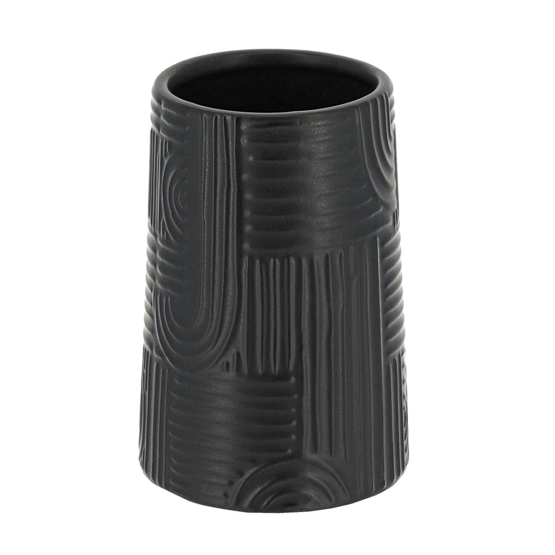 Pahar Rotund din Ceramică Decor cu Motive Etnice - Negru prezentat într-un decor modern marca Ramos