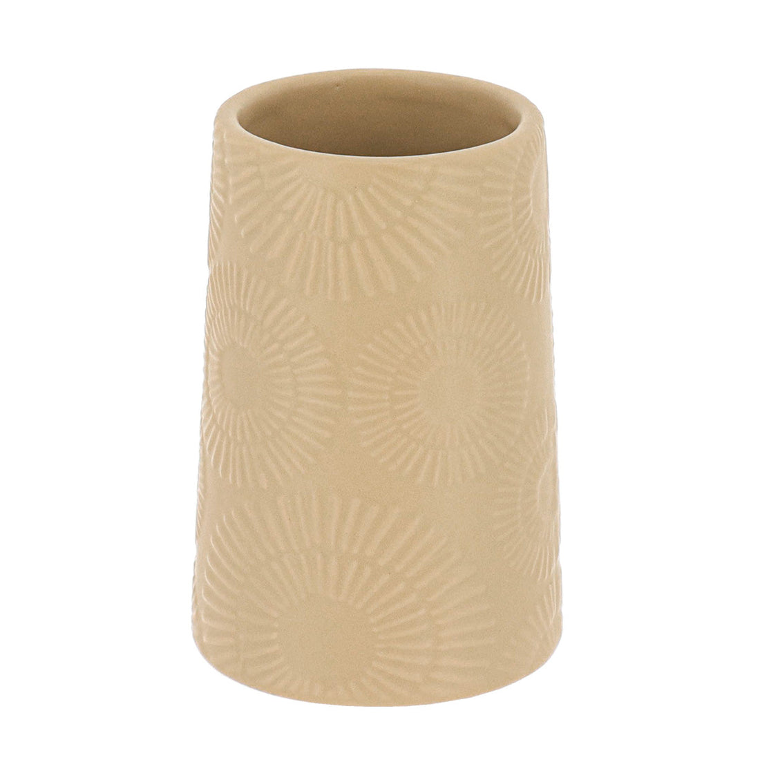 Pahar Rotund din Ceramică Decor cu Motive Etnice - Bej prezentat într-un decor modern marca Ramos