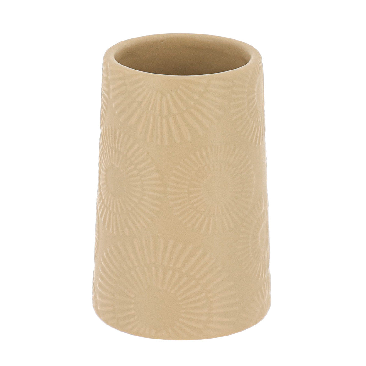 Pahar Rotund din Ceramică Decor cu Motive Etnice - Bej prezentat într-un decor modern marca Ramos