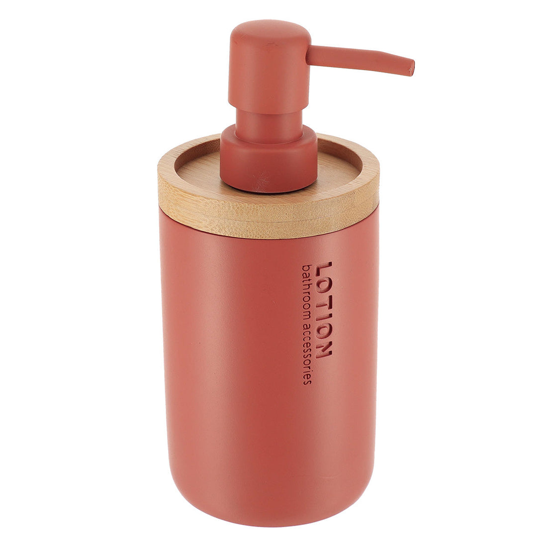 Dozator de Săpun din Polirasină 280 ml - Terracotta/Bambus prezentat într-un decor modern marca Ramos