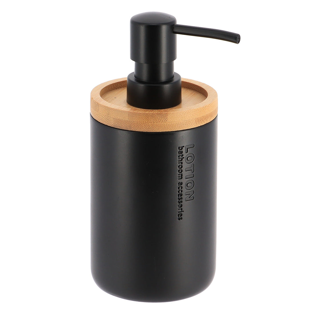 Dozator Săpun din Polirasină 280 ml - Negru/Bambus - ramosdecor