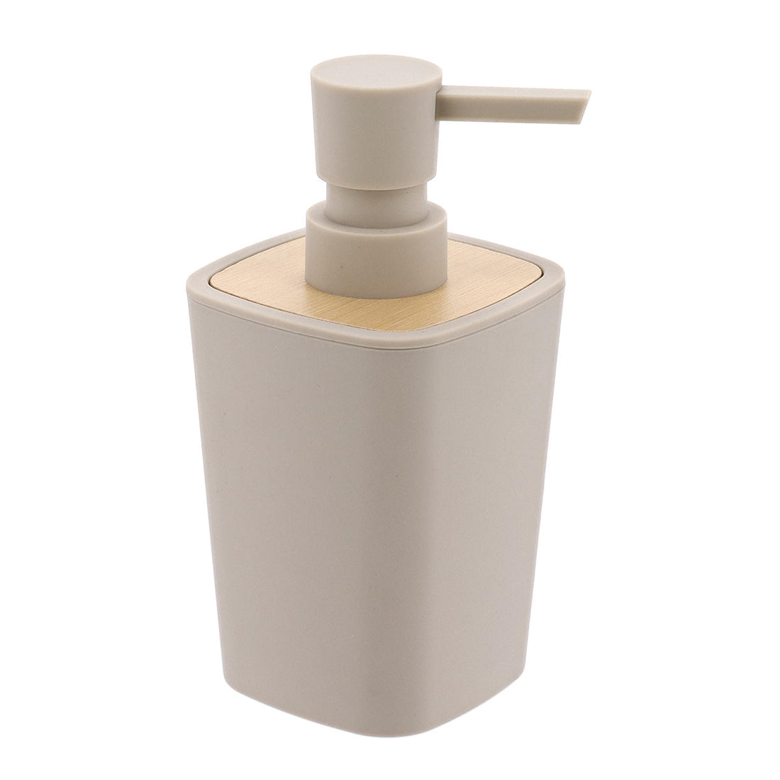 Dozator de Săpun din Cauciuc din ABS și Bambus 380 ml - Bej - ramosdecor