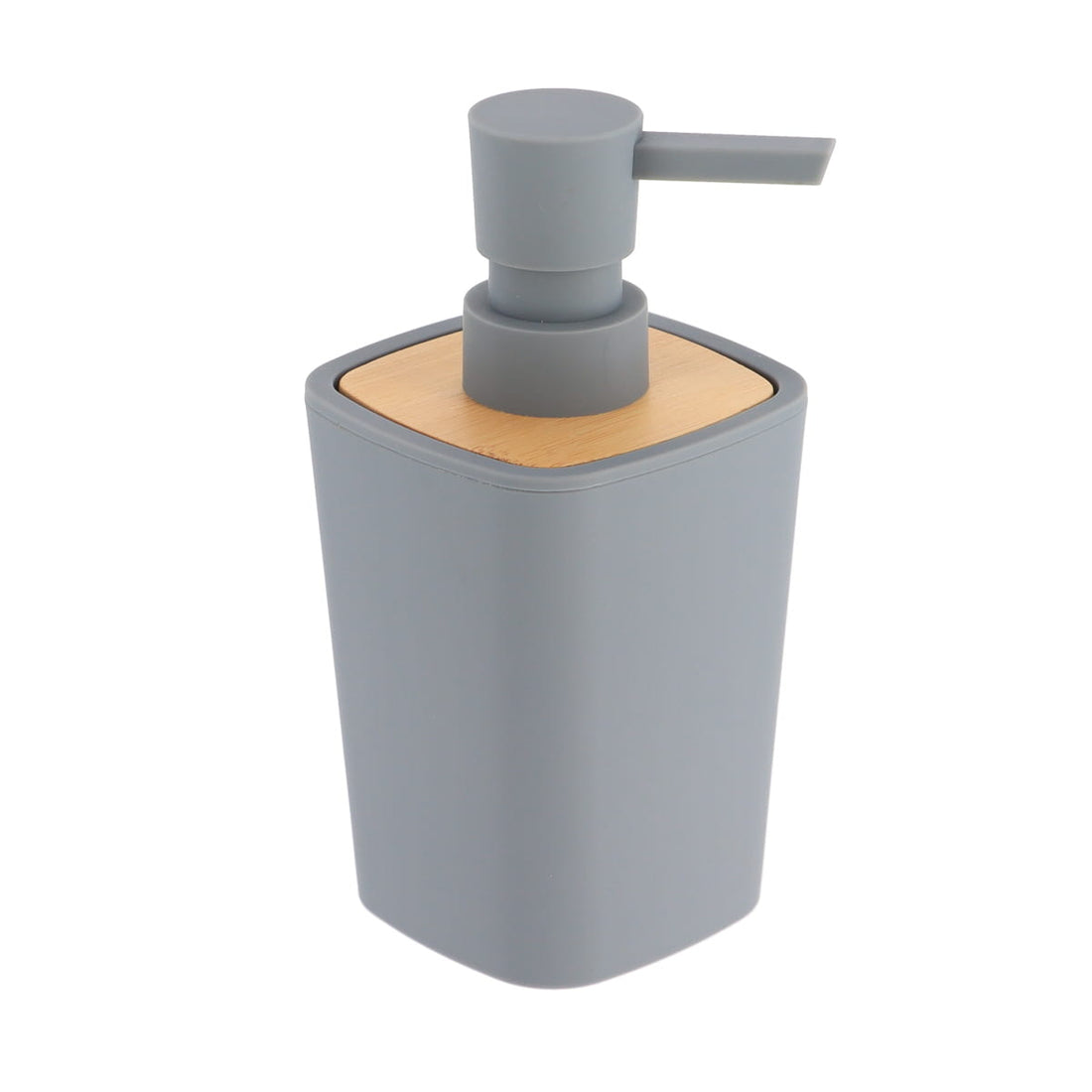 Dozator de Săpun din Cauciuc din ABS și Bambus 380 ml - Gri - ramosdecor