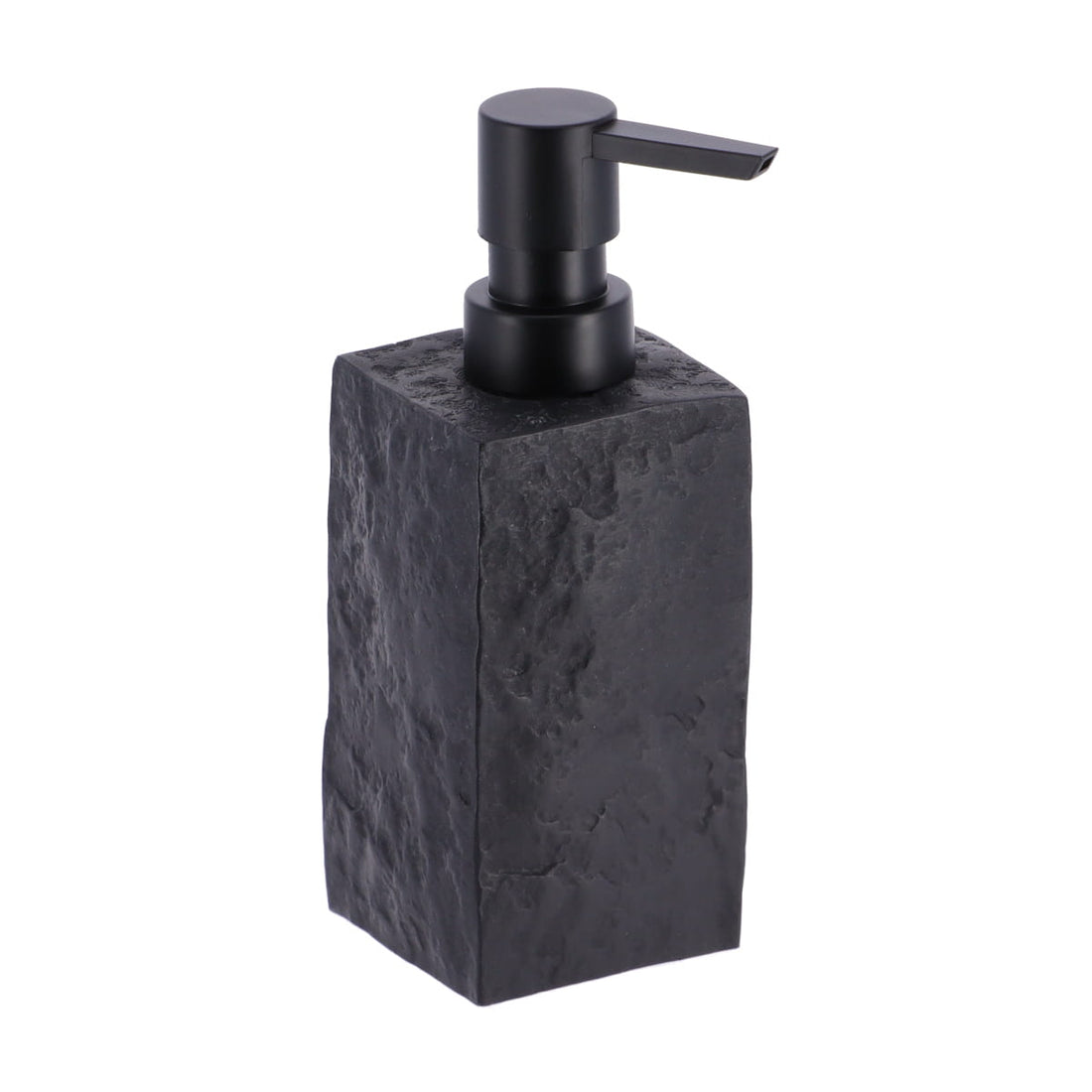 Dozator de Săpun Pătrat Efect de Piatră 260 ml - Negru prezentat într-un decor modern marca Ramos